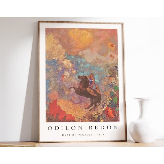 Odilon Redon Wall Art, Muse On Pegasus, Odilon Redon Poster, Horse Art, Animal Art, Horses Poster, Psychedelic Art, A1,A2,A3,A3 Wall Art, Modern Wall Decor, 12x18 UNFRAMED