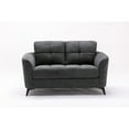 thumbnail image 1 of Odin 60 Inch Modern Loveseat with Tufted Cushions, Metal Frame, Gray Velvet- Saltoro Sherpi, 1 of 5