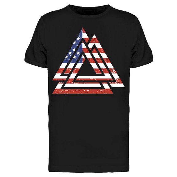 Odin Heart Rune American Flag T-Shirt Men -Image by Shutterstock, Male Medium