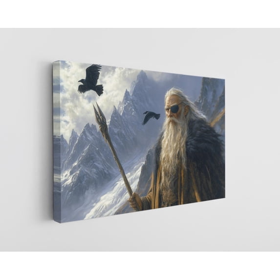 Odin Norse Mythology Canvas Wall Art - High-Quality Viking God Print - Handcrafted Nordic Warrior Decor - Stylish Wall Art - Gift for History Enthusiasts