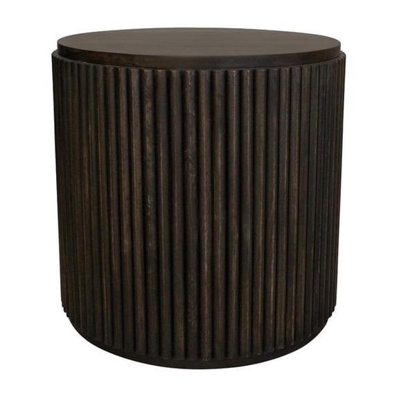 Odin Round End Table in Modern Espresso Finish on Mango Solid Wood