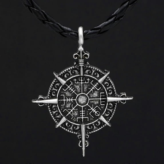 Odin Symbol Necklace Vegvisir Compass Protection Symbol Pendant Jewelry