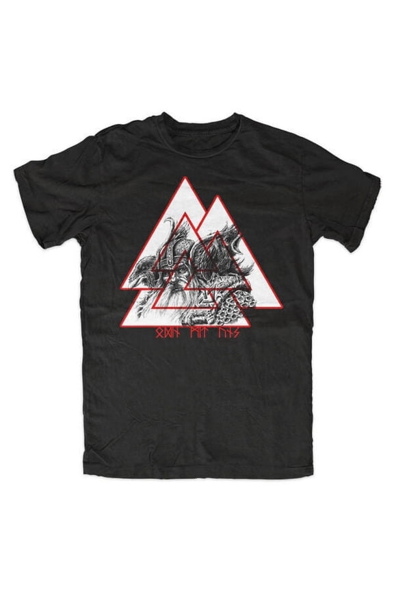 Odin T-Shirt Schwarz Hugin Munin Valhalla Vikings Runen Mjölnir THOR Ragnar
