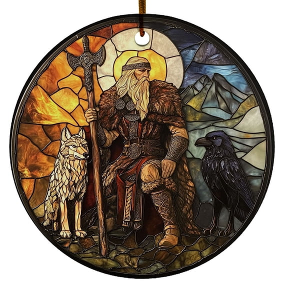 Odin and Wolve Crown Ornament, Scandinavian Christmas Ornaments 2025, Viking Christmas Ornaments, Celtic Norse Mythology Decor, Christmas Decorations Gifts