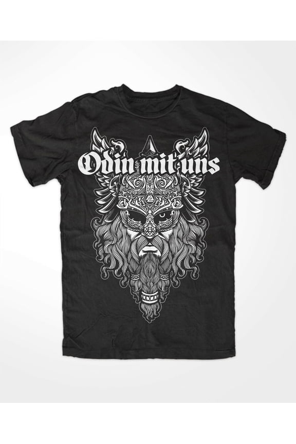 Odin mit Uns T-Shirt Schwarz Wolf Odins,Berserker,Vikings,Valhalla,Ragnar,THOR