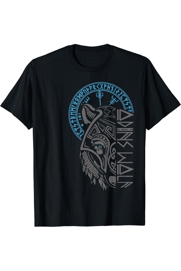 Odin's Wolf Mask Runes Norse Compass Valhalla Vikings T-Shirt, Unisex T-Shirt