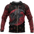 thumbnail image 1 of Odin viking Ravens zip hoodie warriors 3D Printed Nordic Mythology Patten Casual Taille Plus zip up, 1 of 5