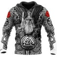 thumbnail image 1 of Odin viking Ravens zip hoodie warriors 3D Printed Nordic Mythology Patten Casual Taille Plus zip up, 1 of 4