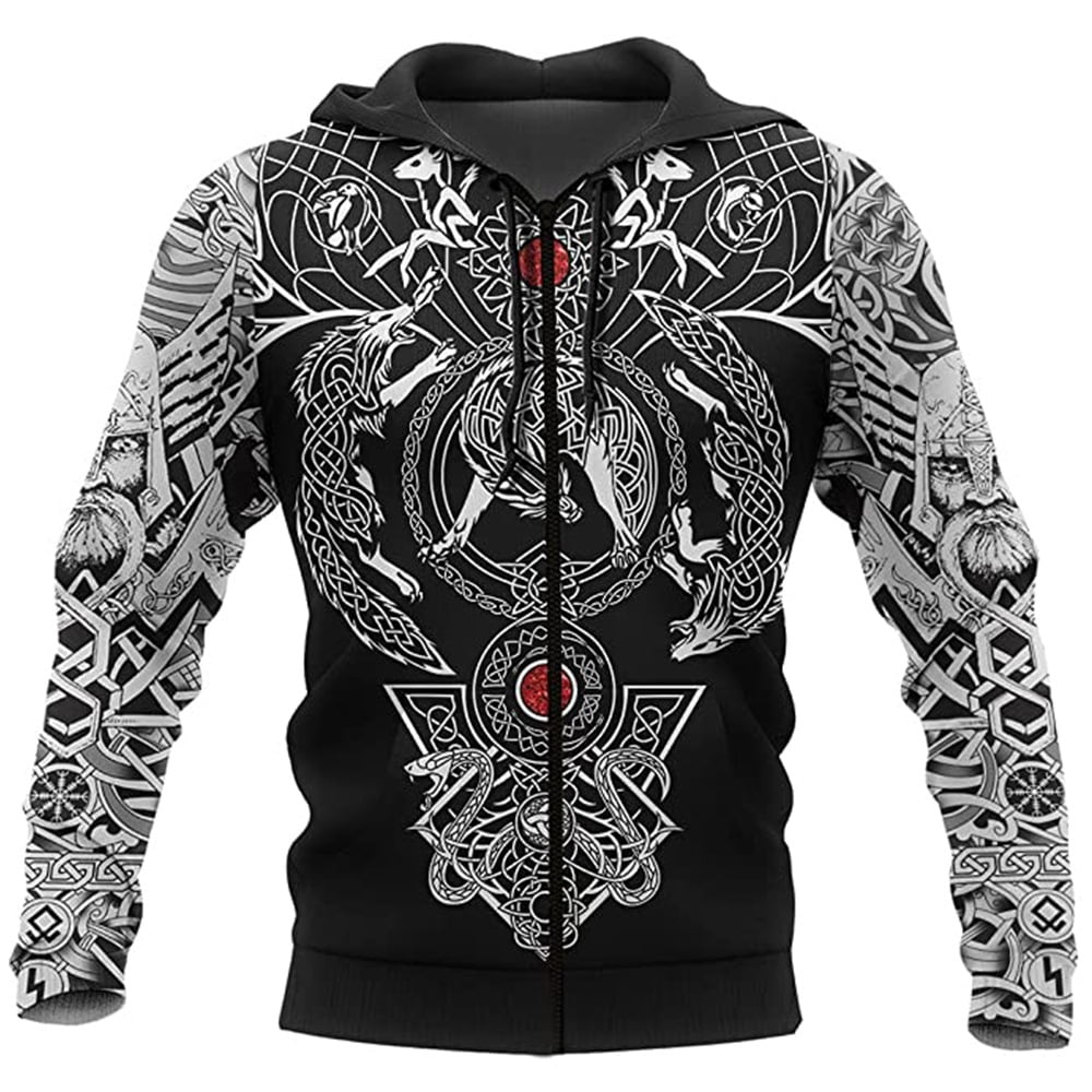 Odin viking Ravens zip hoodie warriors 3D Printed Nordic Mythology ...