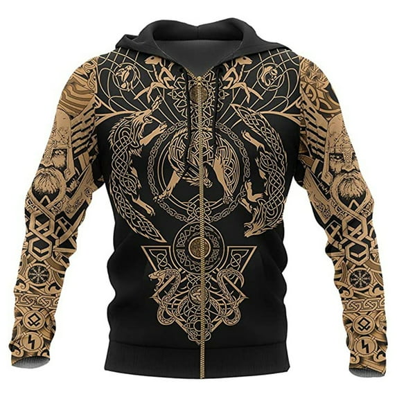 Odin viking Ravens zip hoodie warriors 3D Printed Nordic Mythology Patten Casual Taille Plus zip up