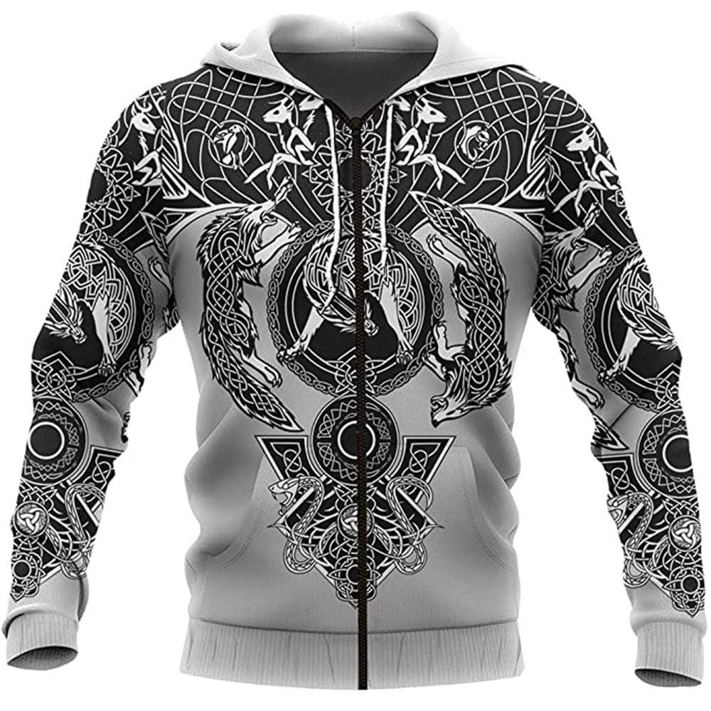 Odin's Mask Viking Men's Zip Up Hoodie