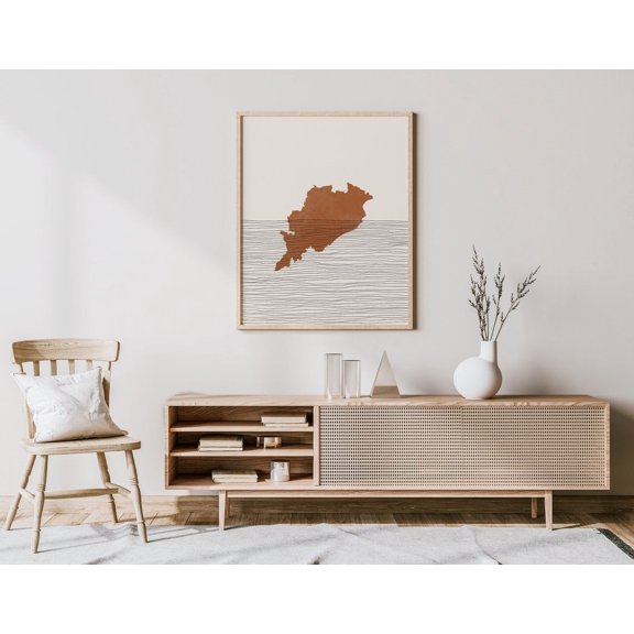 Odisha India Map Wall Art Print, Minimalist State Travel Decor