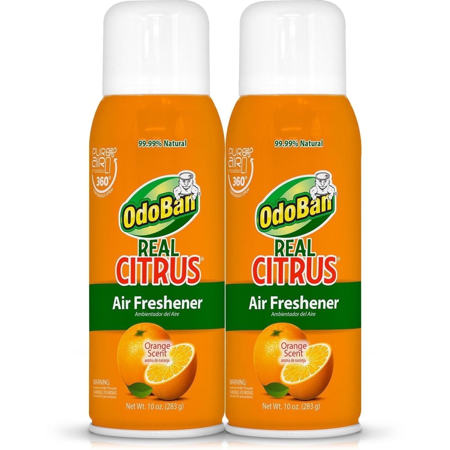 OdoBan 10 oz. Orange Real Citrus Air Freshener Spray, Citrus Oil Natural Air Freshener, Room Deodorizer & Toilet Spray (2 Pack)