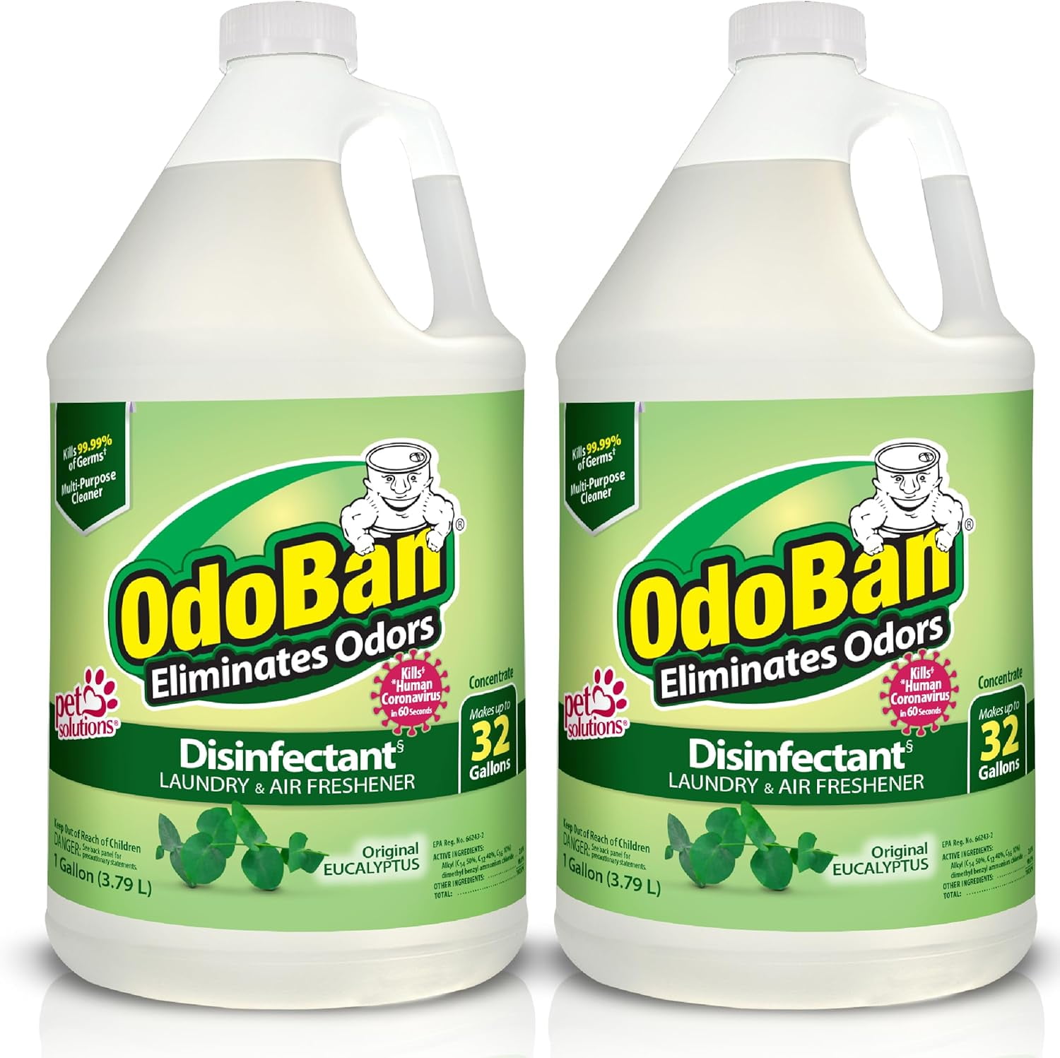 OdoBan Disinfectant Concentrate and Odor Eliminator, Original Eucalyptus Scent, 2 Gallons