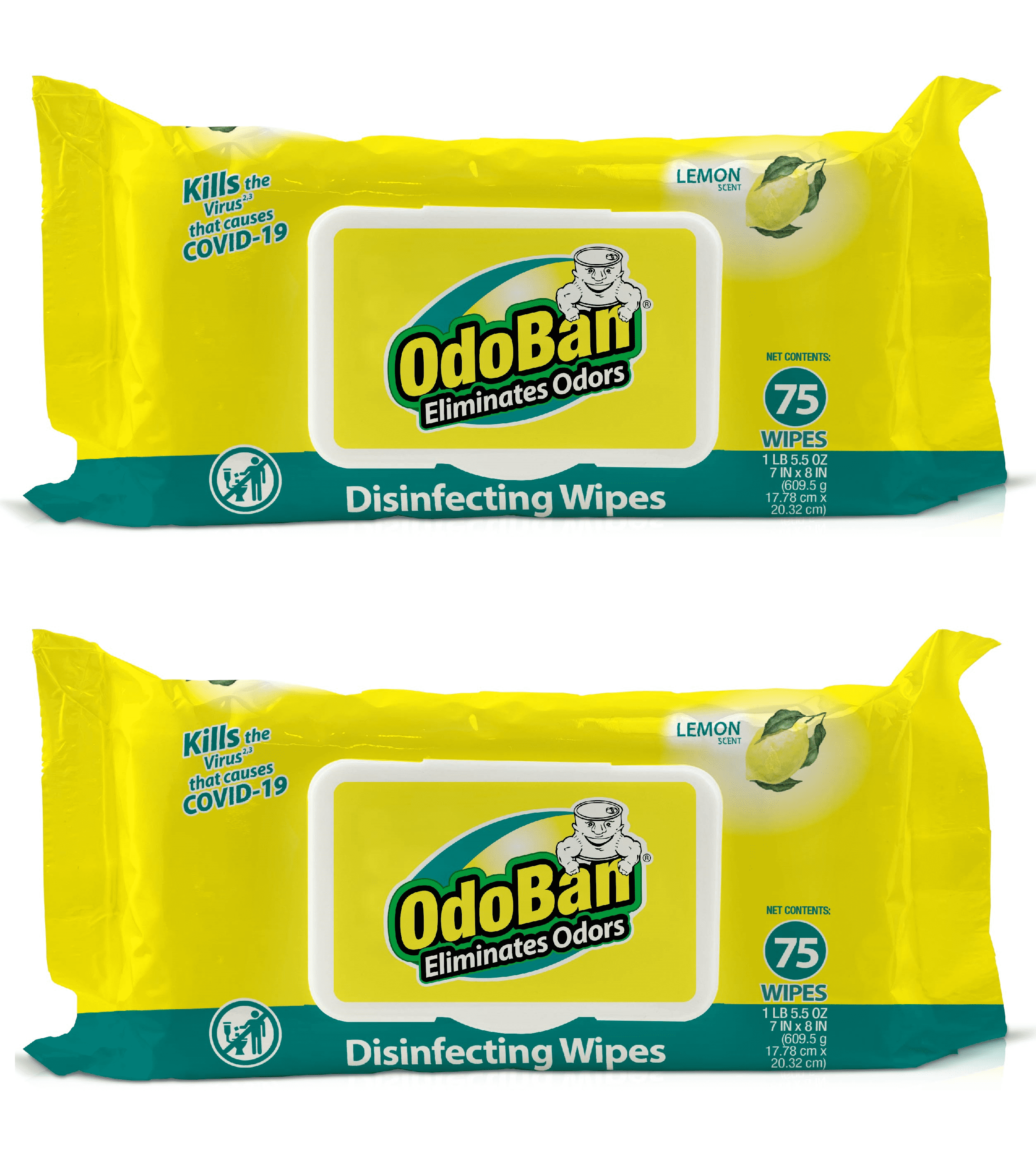 OdoBan Disinfectant and Odor Eliminating Wipes, Air Freshener, 2 Pack