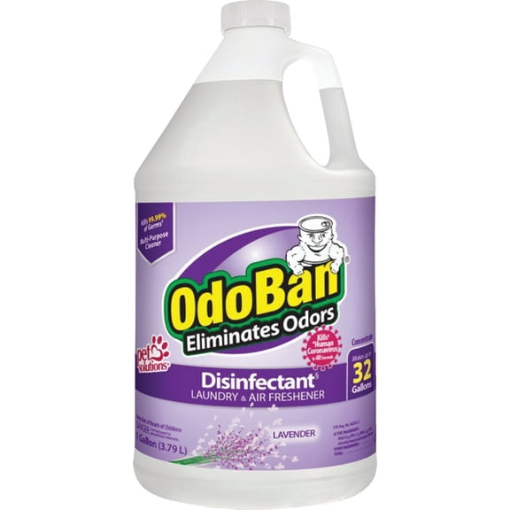 OdoBan Multipurpose Cleaner Concentrate 4 Gallons, Lavender Scent, Odor Eliminator, Disinfectant, Flood Fire Water Damage Restoration