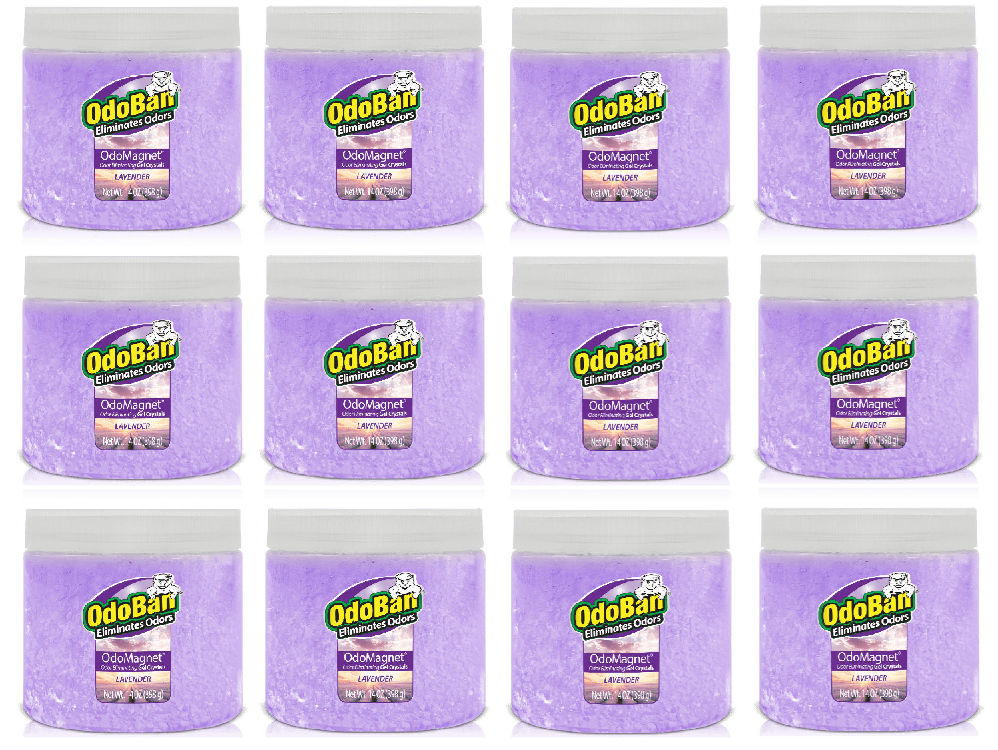 OdoBan OdoMagnet Odor Eliminator Gel Crystals, 14 Ounce 12-Pack, Lavender Scent