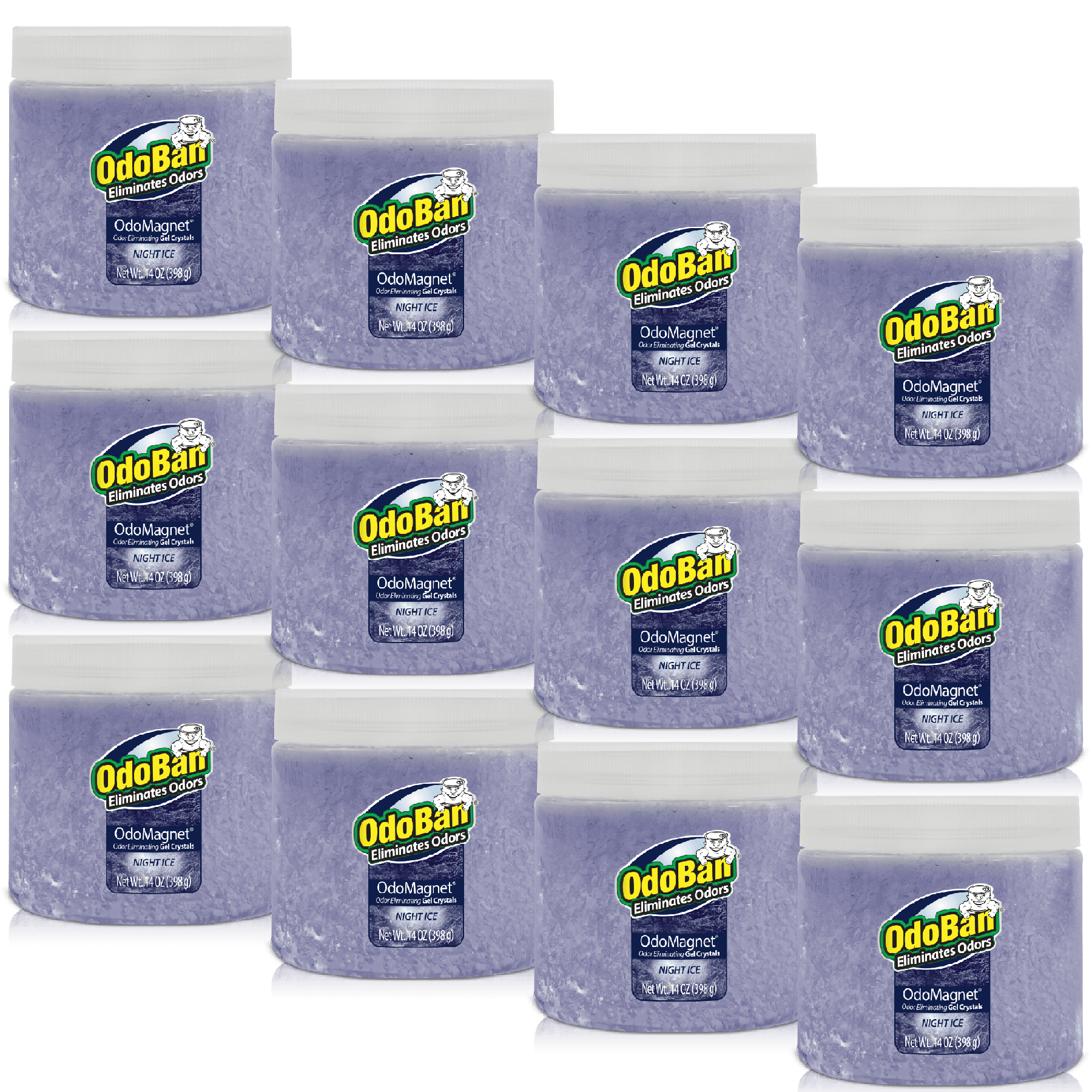 OdoBan OdoMagnet Odor Eliminator Gel Crystals, 14 Ounce 12-Pack, Night Ice Scent