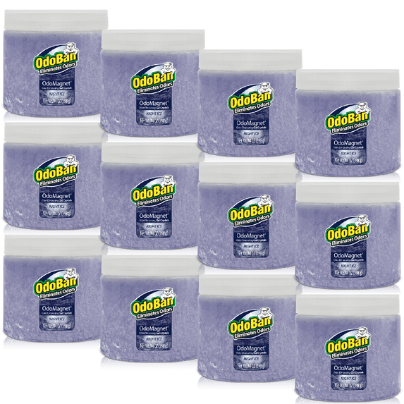 OdoBan OdoMagnet Odor Eliminator Gel Crystals, 14 Ounce 12-Pack, Night Ice Scent