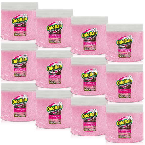 OdoBan OdoMagnet Odor Eliminator Gel Crystals, 14 Ounce 12-Pack, Tropical Scent