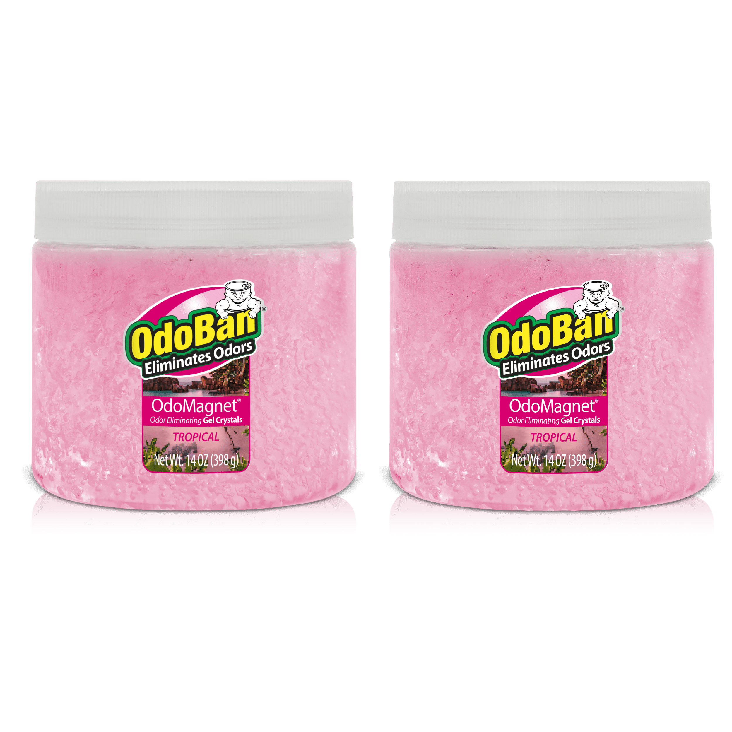 OdoBan OdoMagnet Odor Eliminator Gel Crystals, 14 Ounce 2-Pack, Tropical Scent