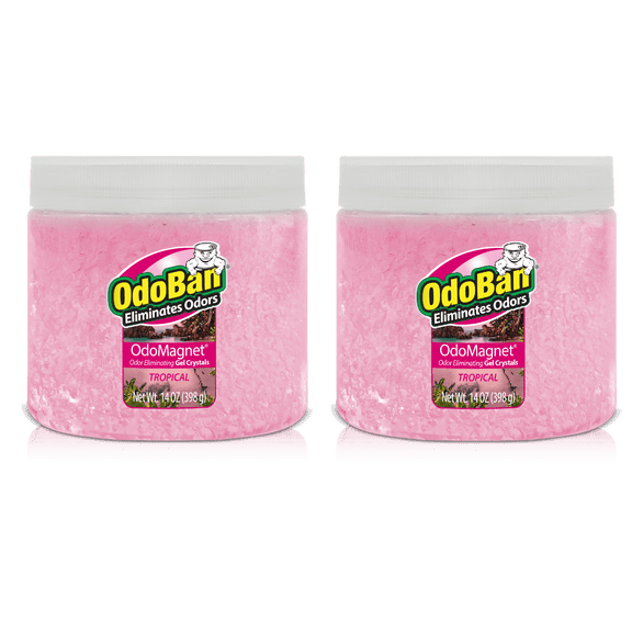 OdoBan OdoMagnet Odor Eliminator Gel Crystals, 14 Ounce 2-Pack, Tropical Scent
