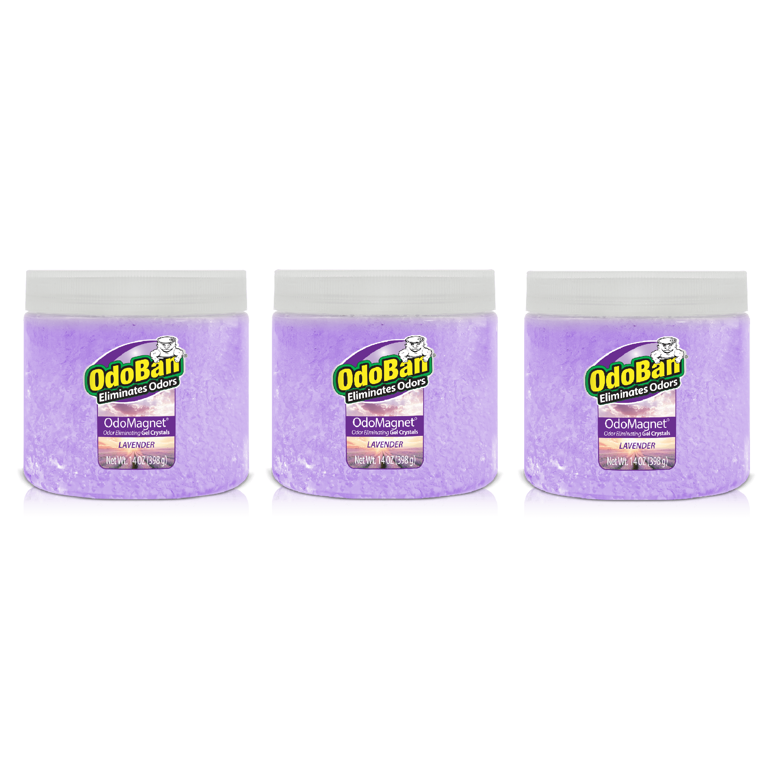 OdoBan OdoMagnet Odor Eliminator Gel Crystals, 14 Ounce 3-Pack, Lavender Scent