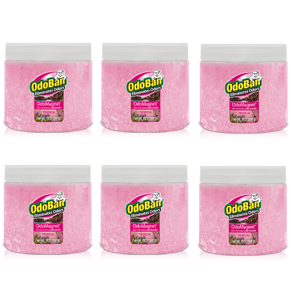 OdoBan OdoMagnet Odor Eliminator Gel Crystals, 14 Ounce 6-Pack, Tropical Scent