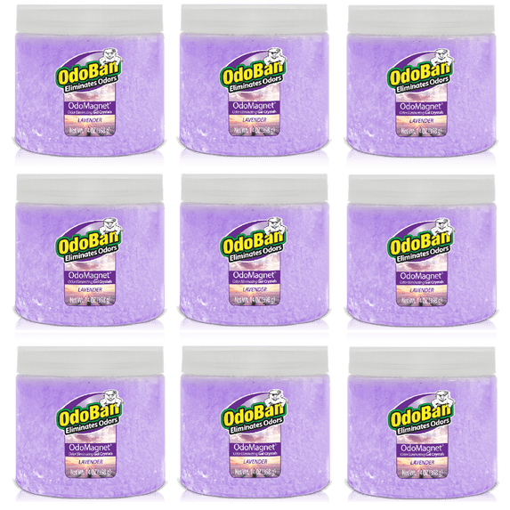 OdoBan OdoMagnet Odor Eliminator Gel Crystals, 14 Ounce 9-Pack, Lavender Scent