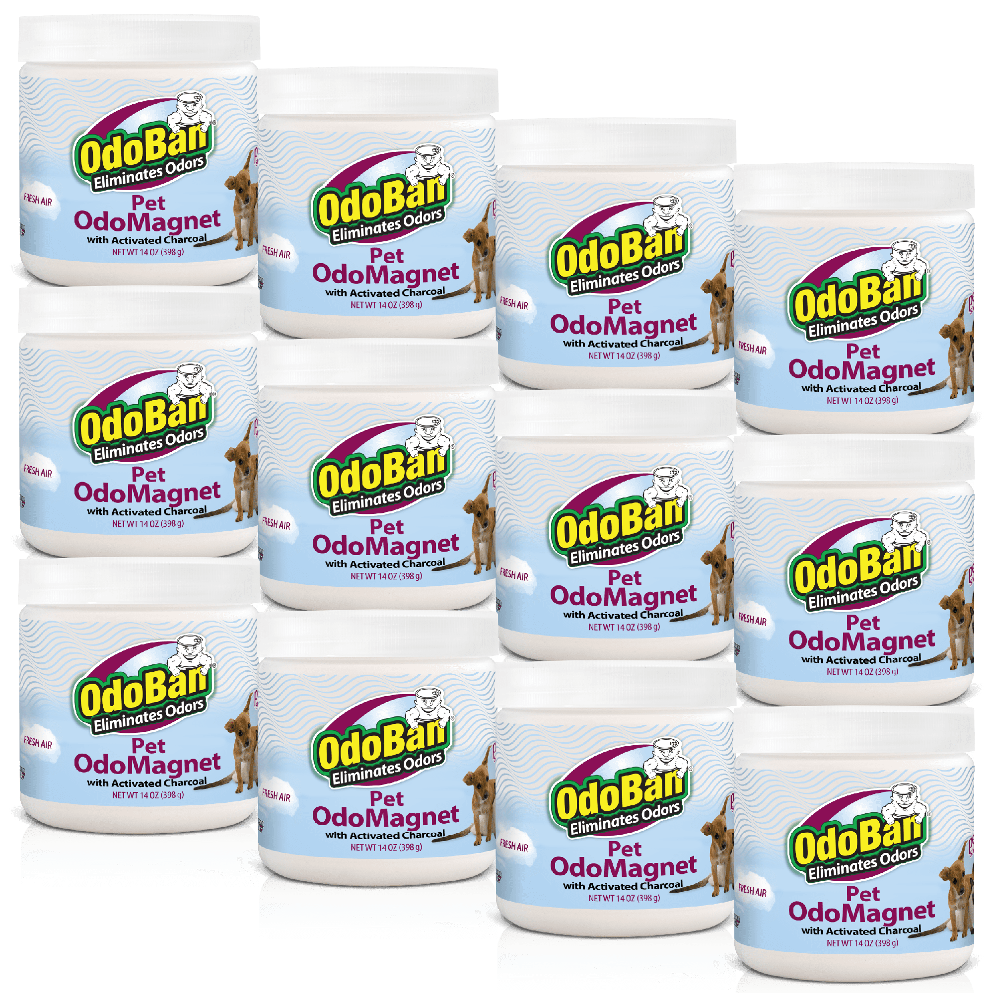 OdoBan OdoMagnet Pet Odor Eliminator with Activated Charcoal, 14 Ounce 12-Pack, Fresh Air Scent