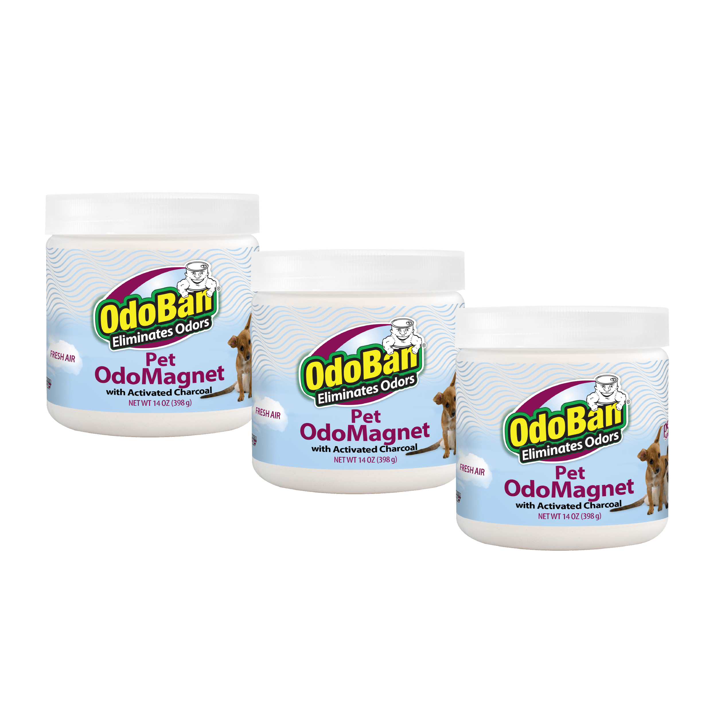 OdoBan OdoMagnet Pet Odor Eliminator with Activated Charcoal, 14 Ounce 3-Pack, Fresh Air Scent