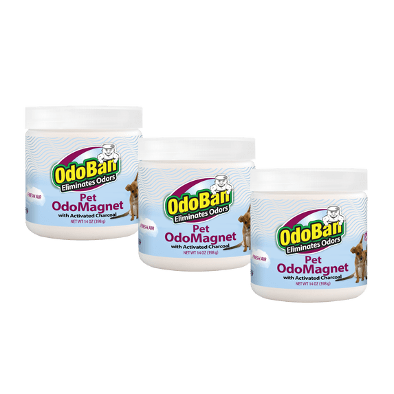 OdoBan OdoMagnet Pet Odor Eliminator with Activated Charcoal, 14 Ounce 3-Pack, Fresh Air Scent