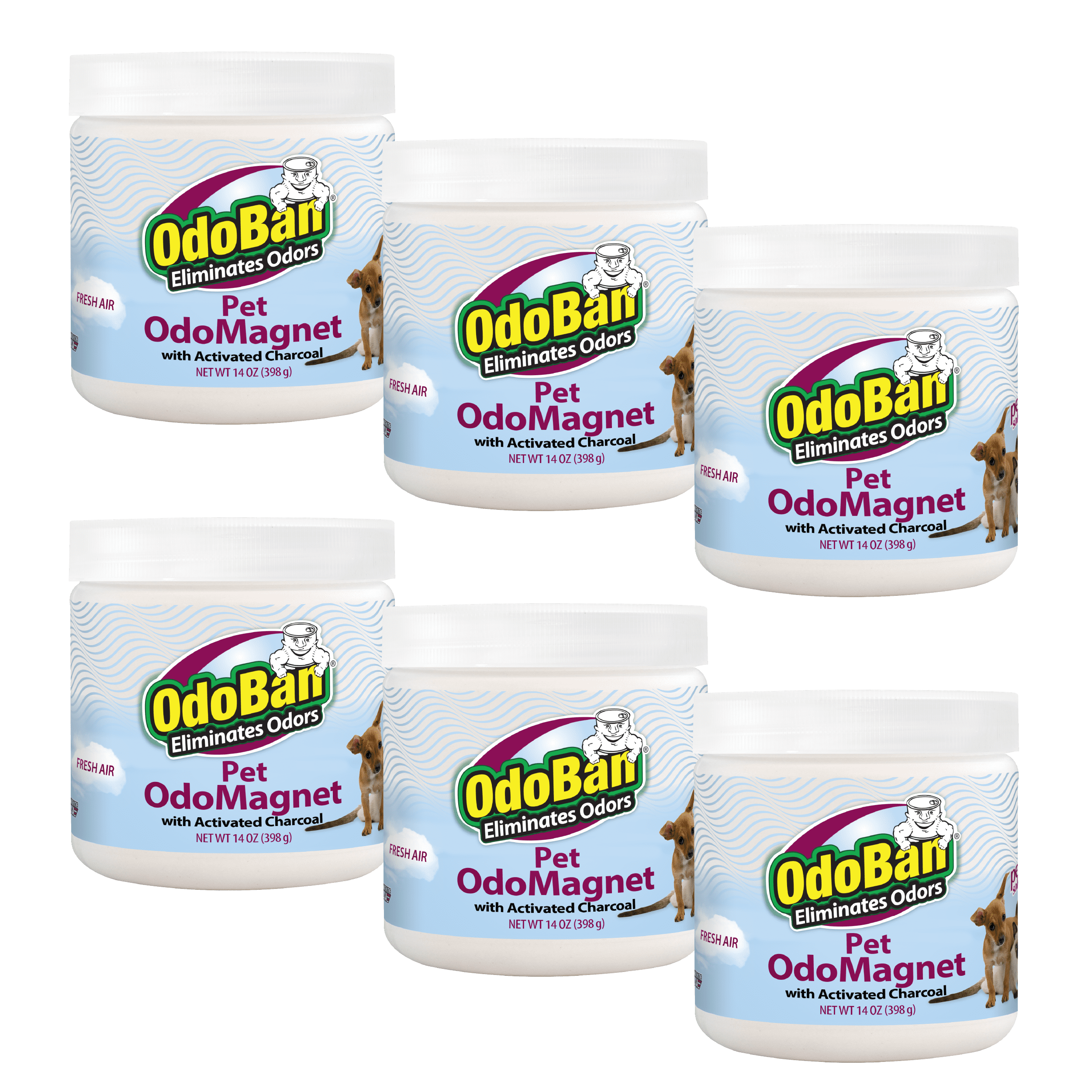 OdoBan OdoMagnet Pet Odor Eliminator with Activated Charcoal, 14 Ounce 6-Pack, Fresh Air Scent