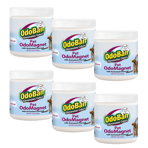 OdoBan OdoMagnet Pet Odor Eliminator with Activated Charcoal, 14 Ounce 6-Pack, Fresh Air Scent