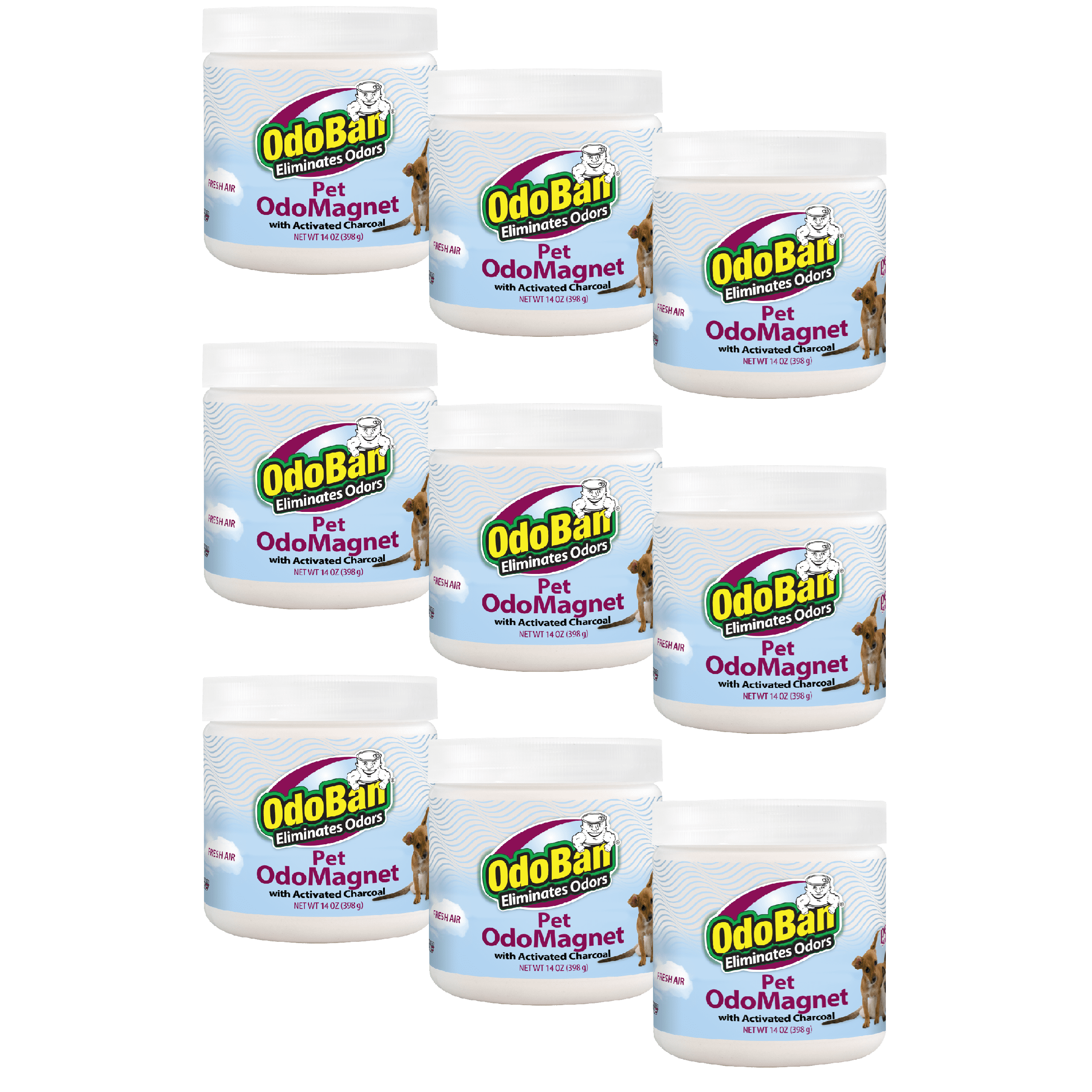 OdoBan OdoMagnet Pet Odor Eliminator with Activated Charcoal, 14 Ounce 9-Pack, Fresh Air Scent