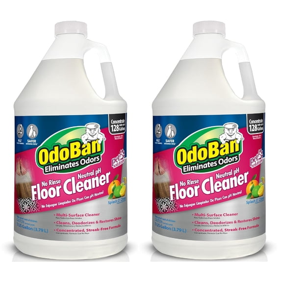 OdoBan Pet Solutions No Rinse Neutral pH Floor Cleaner Concentrate, Splash O' Citrus Scent, 2 Gallons