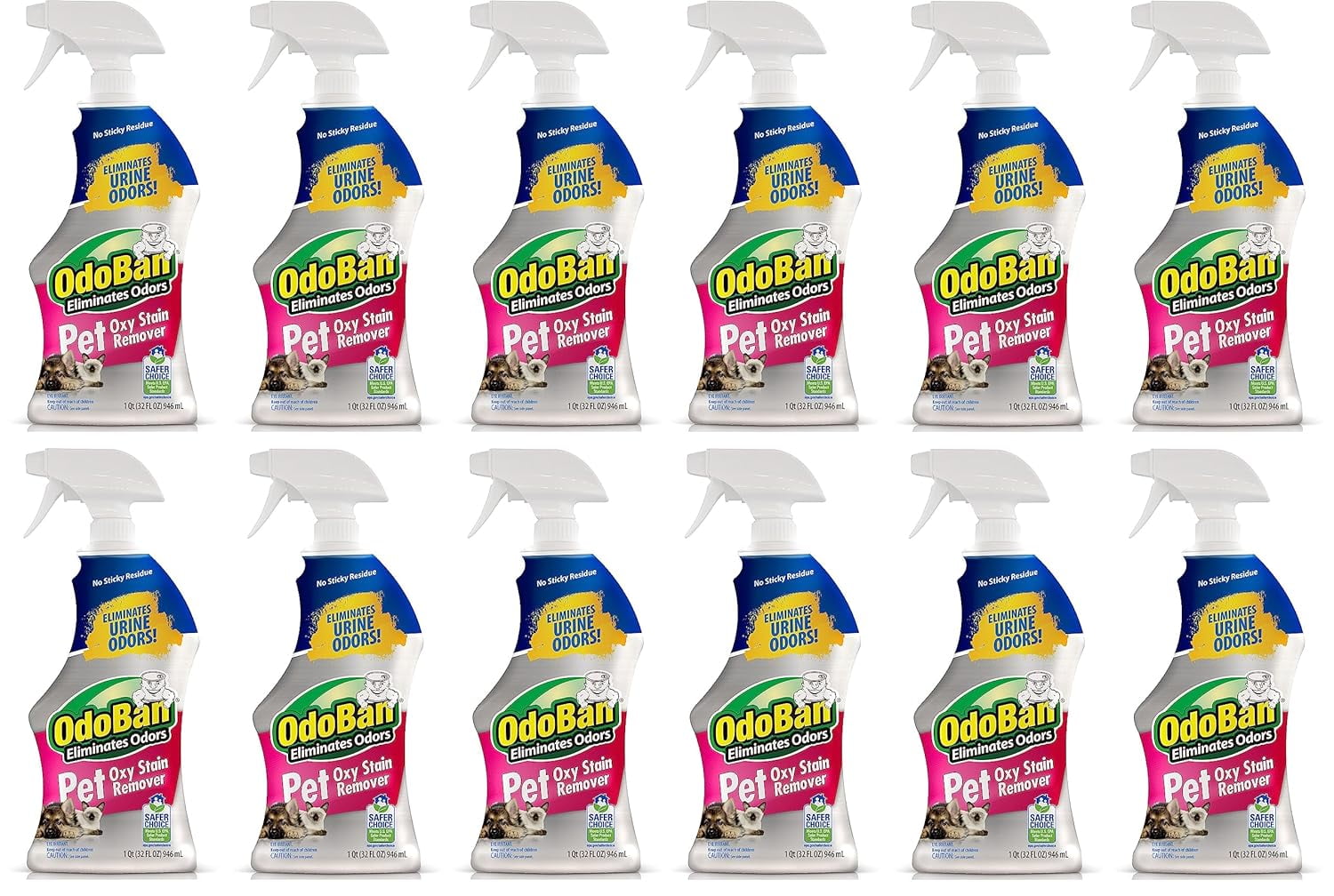 OdoBan Pet Solutions Oxy Stain Remover Pet Stain Eliminator 10 Pack 32 Ounce Spray Each