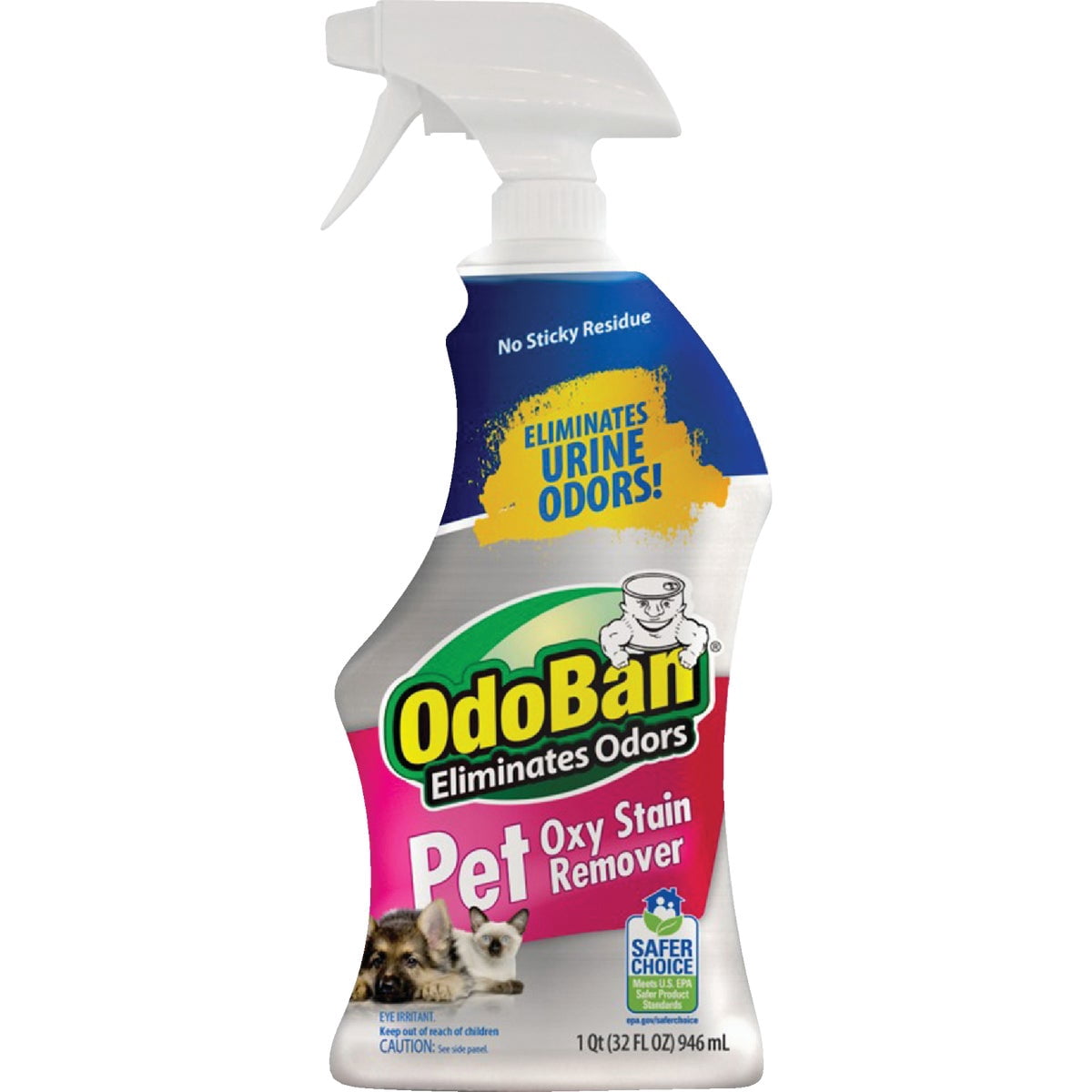 OdoBan Pet Solutions Oxy Stain Remover, Pet Stain Eliminator, Made in the USA, 8-Pack, 32 Ounce Spray Each