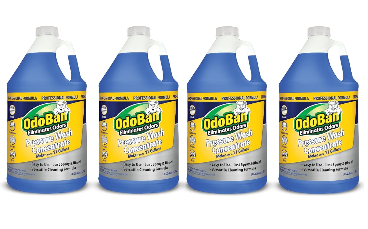 OdoBan Pressure Wash Concentrate, Detergent Cleaner for Pressure Washers, 4 Gallons