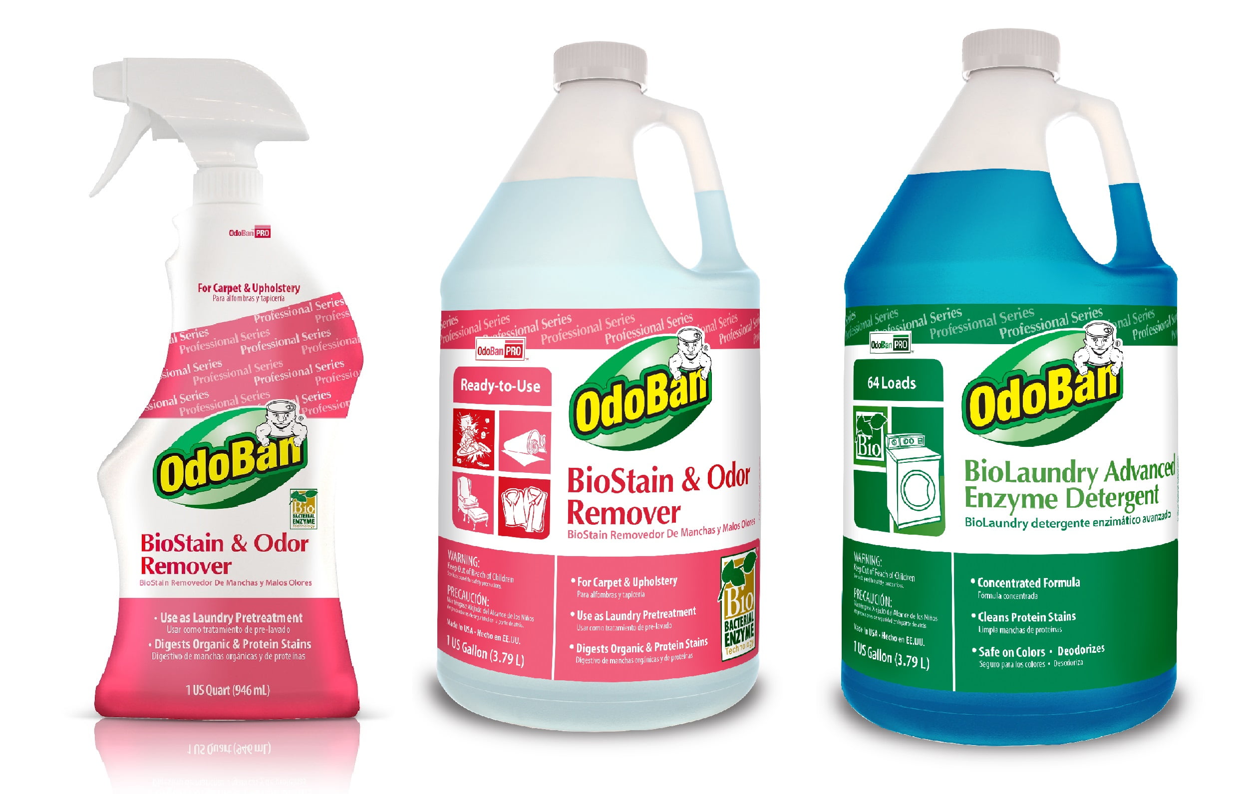 OdoBan Professional Cleaning BioStain and Odor Remover Gallon and Spray