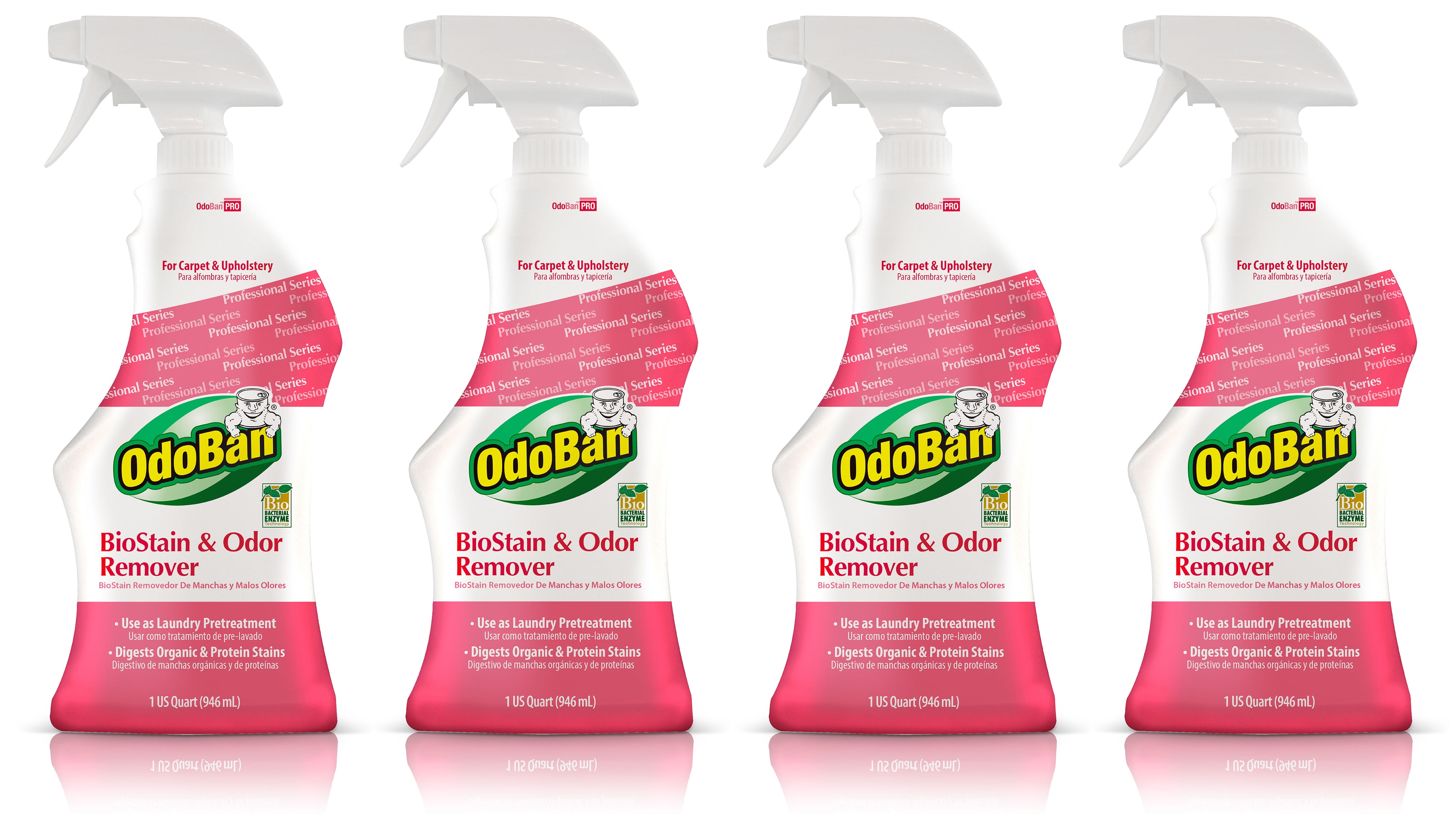 Odoban Professional Cleaning Biostain And Odor Remover For Carpet Upholstery 32 Oz Ready To Use Spray 4 Pack Com