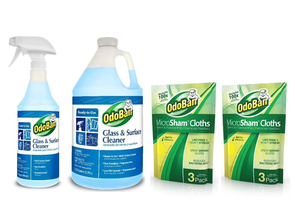 OdoBan Professional Cleaning Glass and Surface Cleaner, 32 oz Spray Bottle and 1 Gallon Readyto