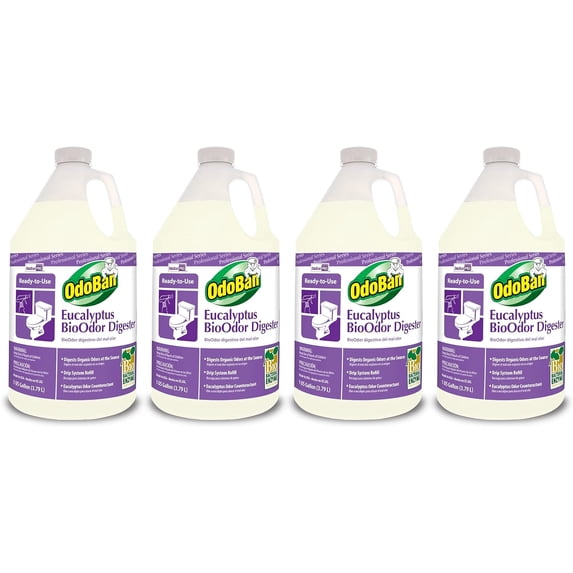 OdoBan Professional Cleaning Ready-to-Use BioOdor Digester Harsh Aroma Counteractant, 4-Pack, 1 Gallon Each, Eucalyptus Scent