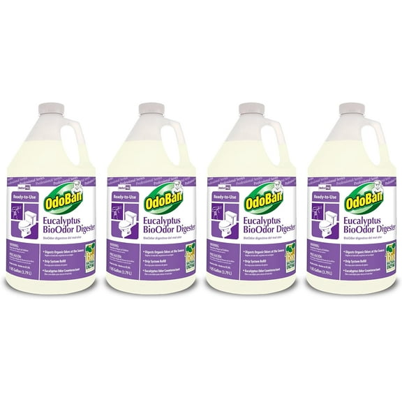 OdoBan Professional Cleaning Ready-to-Use BioOdor Digester Harsh Aroma Counteractant, 4-Pack, 1 Gallon Each, Eucalyptus Scent