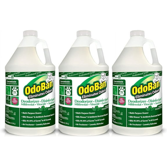 OdoBan Professional Disinfectant and Odor Eliminator Concentrate, 3-Pack, 1 Gallon Each, Original Eucalyptus Scent