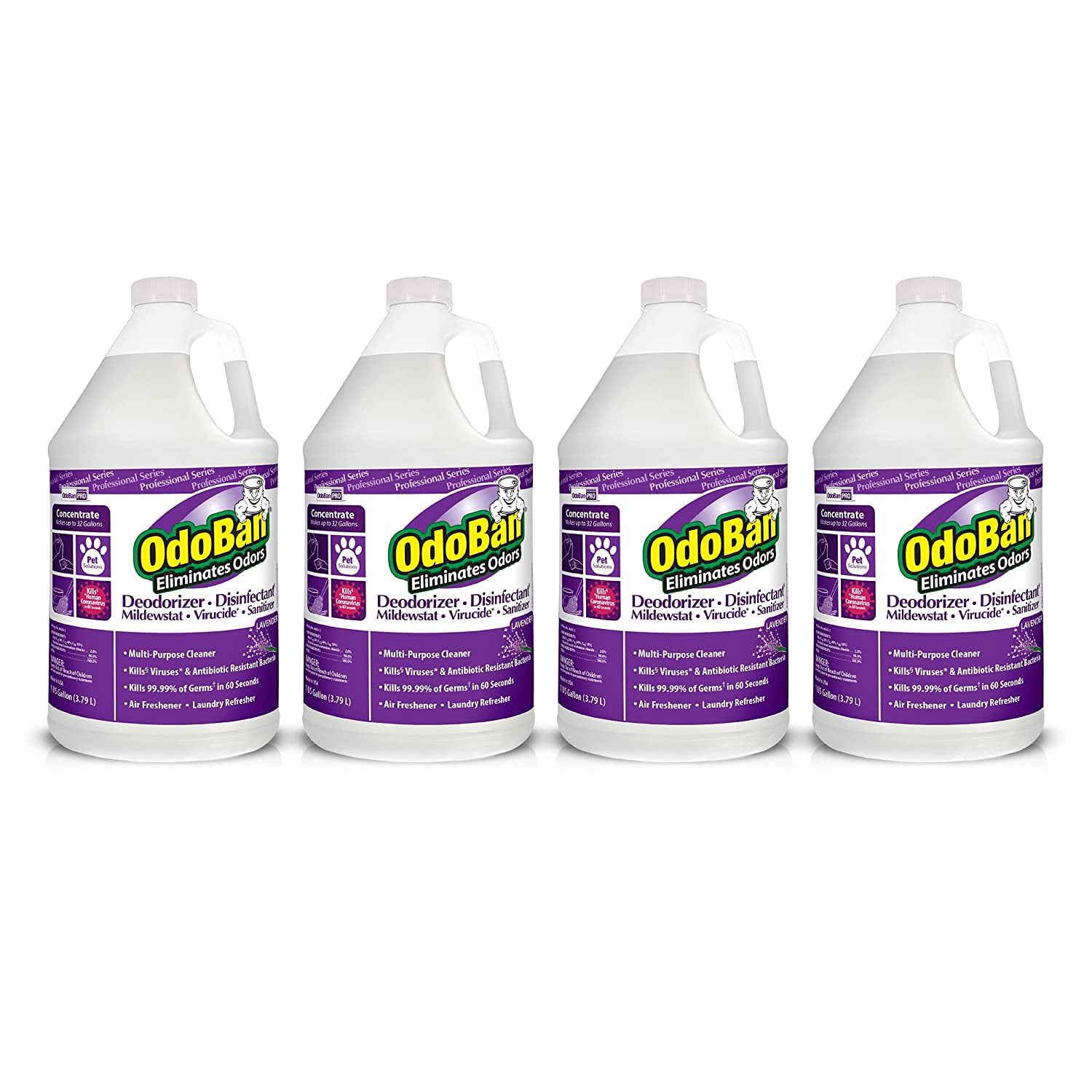 OdoBan Professional Disinfectant and Odor Eliminator Concentrate, Lavender Scent, 4 Gallons