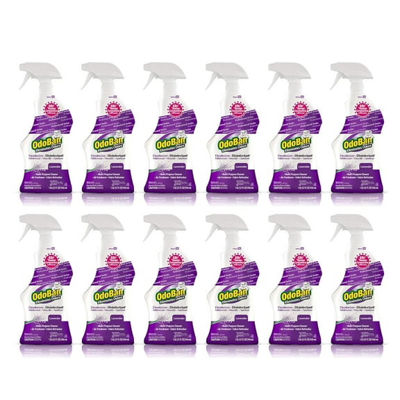 OdoBan Professional Disinfectant and Odor Eliminator Ready-to-Use Spray, 12-Pack, 32 Ounces Each, Lavender Scent