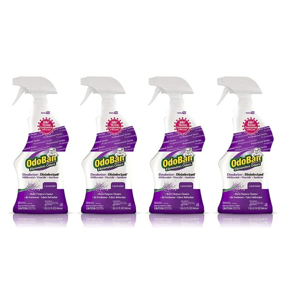 OdoBan Professional Disinfectant and Odor Eliminator Ready-to-Use Spray, 4-Pack, 32 Ounces Each, Lavender Scent