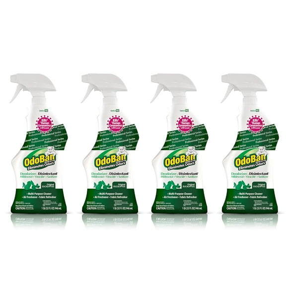 OdoBan Professional Disinfectant and Odor Eliminator Ready-to-Use Spray, 4-Pack, 32 Ounces Each, Original Eucalyptus Scent
