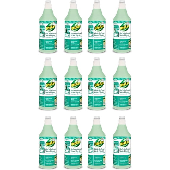 OdoBan Professional Ready-to-Use BioDrain Grease and Waste Digester, Set of 12 Bottles, 32 Ounces Each